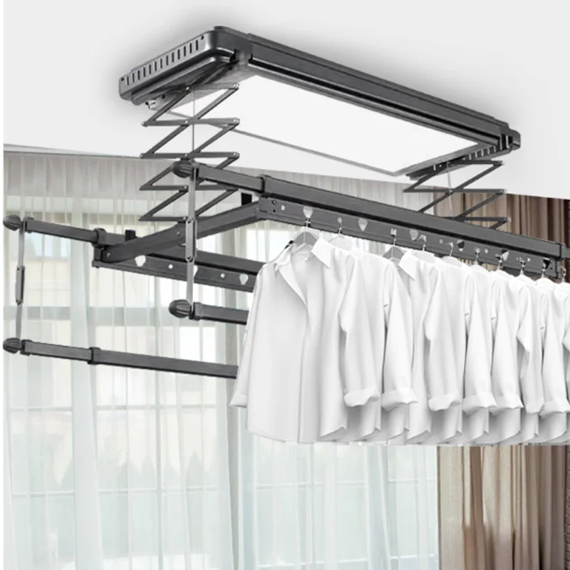 Electric Clothes Drying Rack with Fast Drying Wind Feature Adjustable LED Lighting Smart Electronic Indoor Dryer for Balcony Use