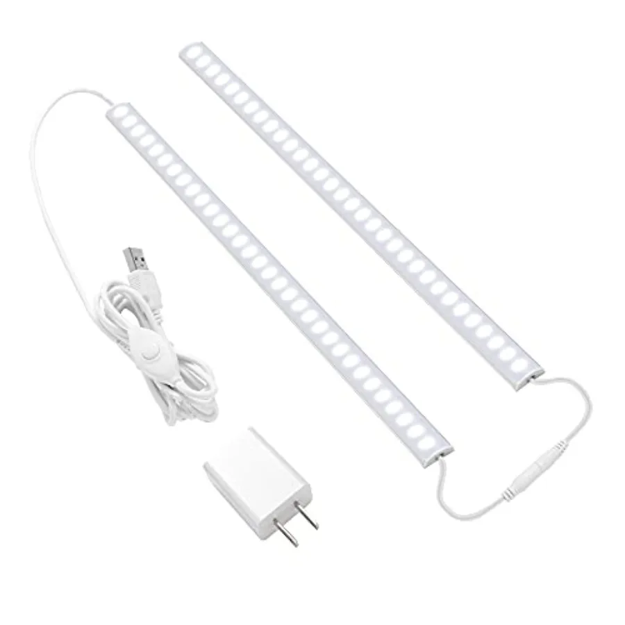 Plug- Under Cabet Lightg, 2pcs ch Dimmable Closet Light, 6000K Linkable USB LED Light Bar, Memory Function, Under Counter Light