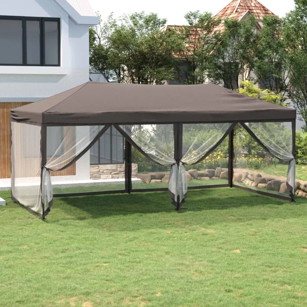 Vidaxl Folding Party Tent With Sidewalls Taupe 3X6 M Outdoor Umbrella,Outdoor Decoration,Sunshade,Rainproof