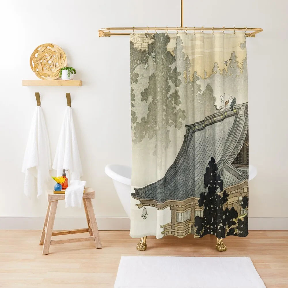 

Pagoda - Japanese Art 1900s Shower Curtain Bathroom Accessories Anti-Mold Waterproof Shower Bathroom Showers Curtain