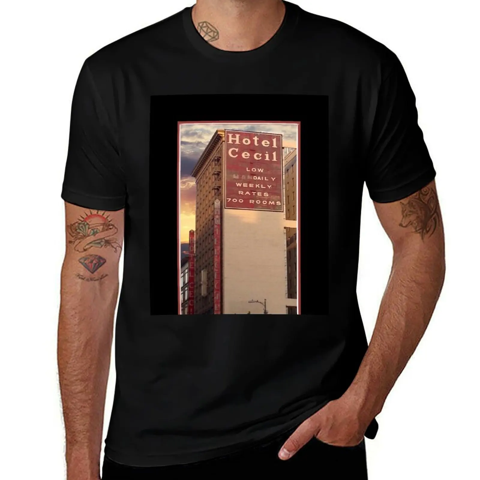 Hotel Cecil T-Shirt Fashion Print Casual Short Sleeve T-Shirt