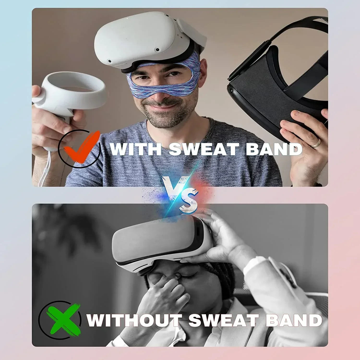 Eye Mask For Meta Oculus Quest 2 Sweat Band VR Glasses Cover Breathable Virtual Reality Headset For Mate Quest 3/3S Accessories view 3