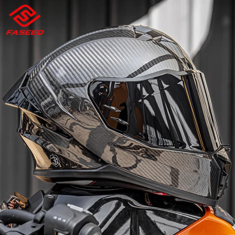 

Carbon Fiber Motorcycle Helmet Red Blue Lens Capacete Man Women Racing Casco for DUKADI for Honda for TRIUMPH Big Size 54-67cm