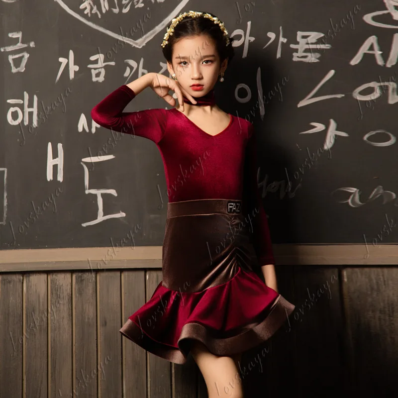 

Новая осенне-зимняя одежда для латиноамериканских танцев для девочек: тренировочный костюм для продвинутых танцоров, для выступлений и тренировок.