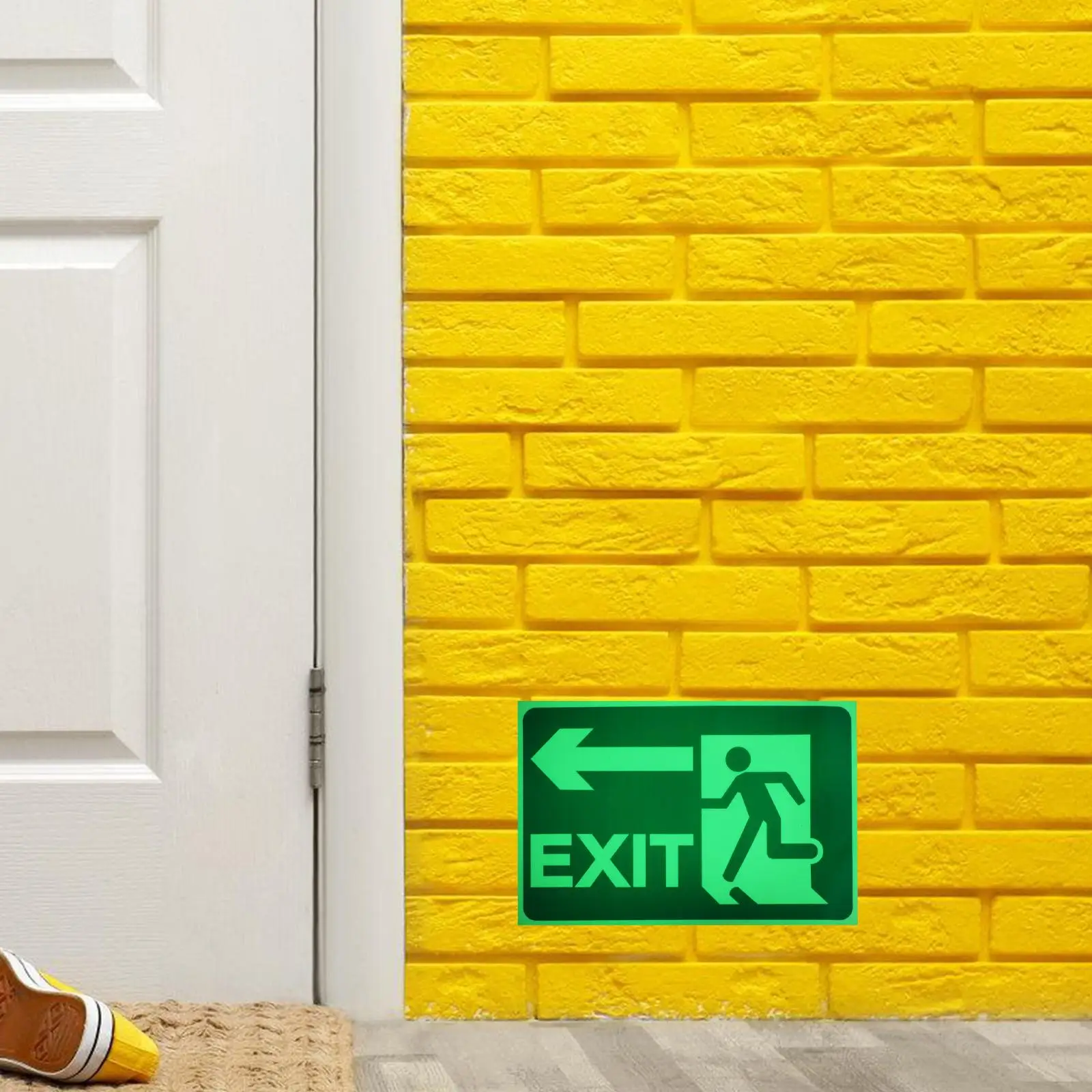 2 Sheets Safety Exit Signs Polyethylene Reflective Film Emergency Evacuation Self Adhesive Stickers Glow Dark
