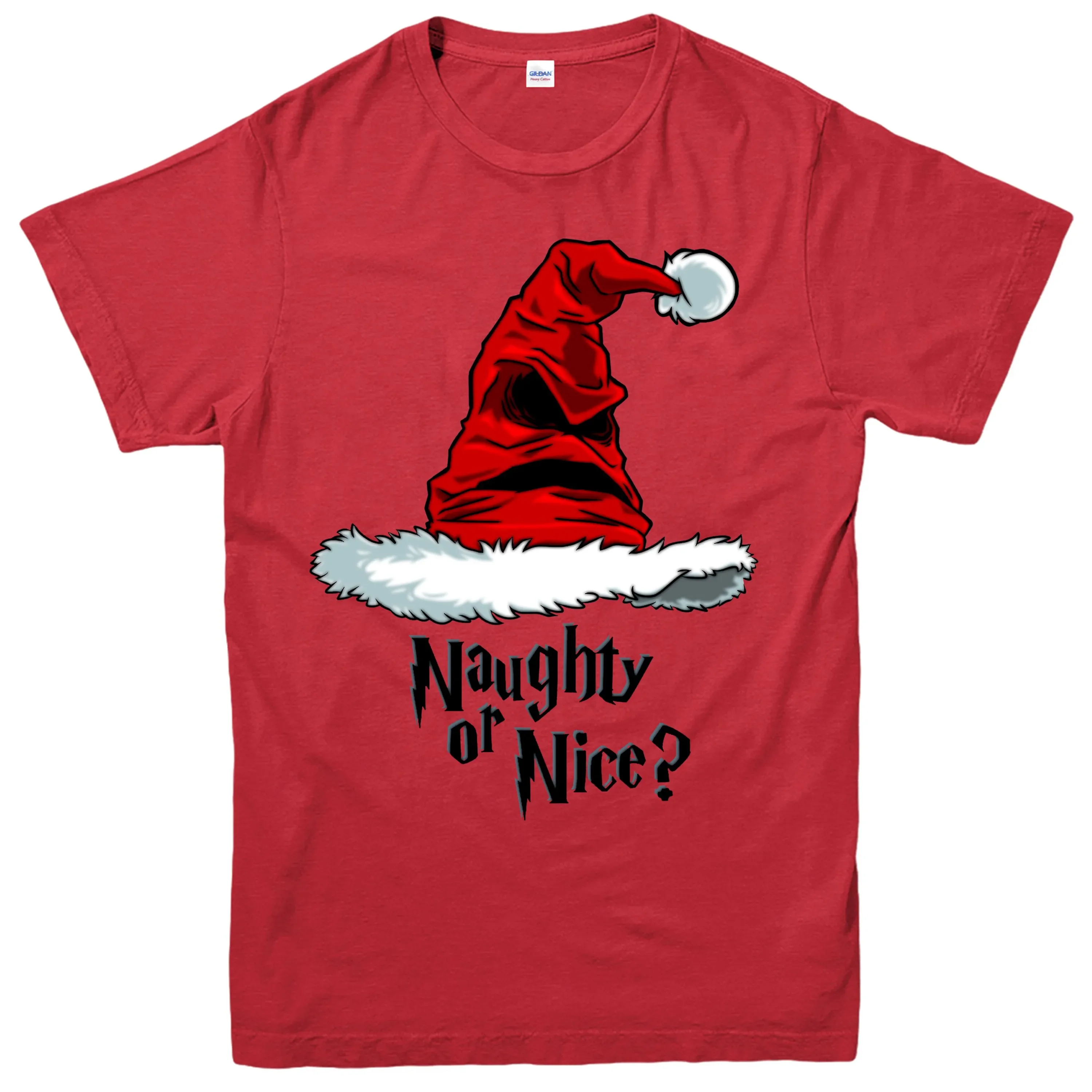 Naughty or Nice Christmas T-Shirt, Sorting Hat Harry Festive Adult Tee Top