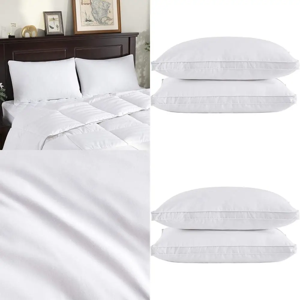 

100% Cotton Shell Goose Down Pillows, King Size Set of 2