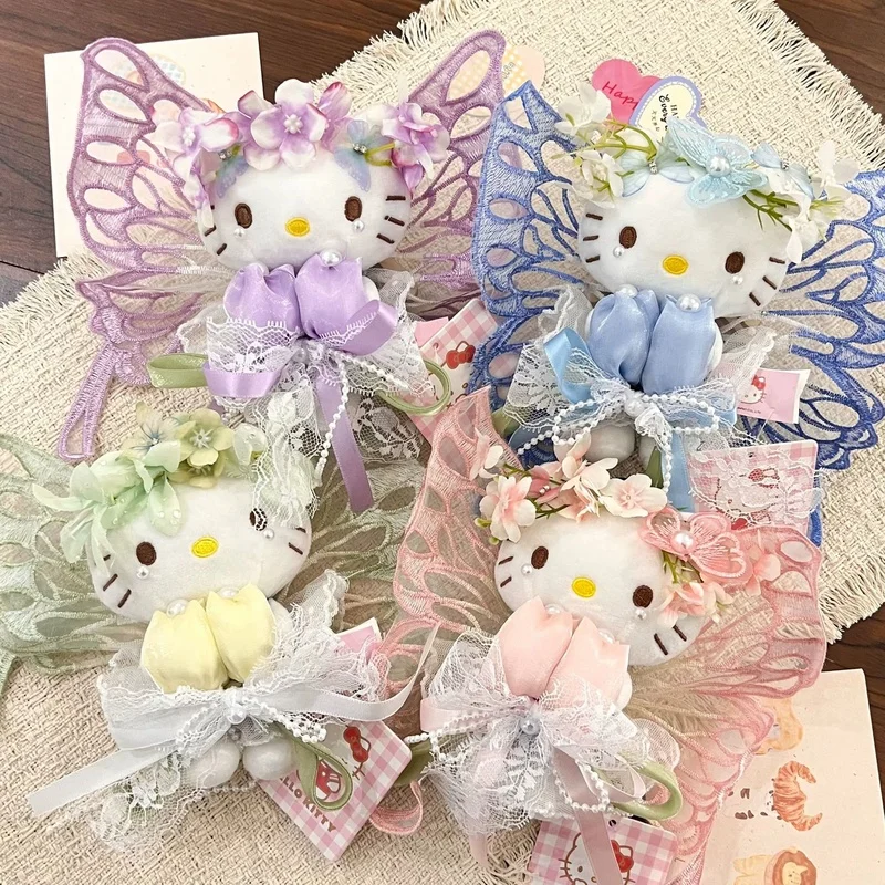 

Аниме-кукла Hello Kitty в костюме цветочной феи, плюшевая кукла-брелок, мягкая игрушка из ПП-хлопка, кавайный кулон для школьной сумки, подарок