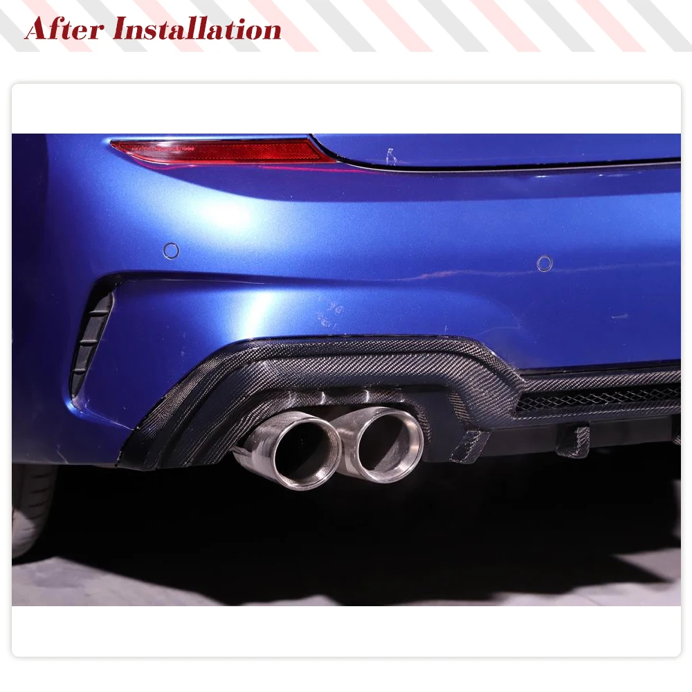 Car Rear Bumper Diffuser Lip for BMW 3Series G20 G28 M Sport 2020 Carbon Fiber Rear Bumper Diffuser Lip Spoiler FRP Glossy Black