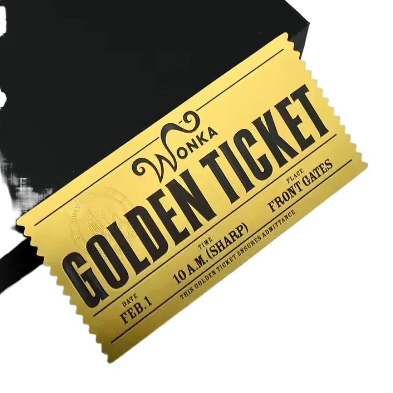 1-10 Uds. Wonka Charlie, billete de Chocolate dorado, billete de lámina dorada, tamaño Original, tarjeta de lámina dorada de chocolate, regalo de vacaciones