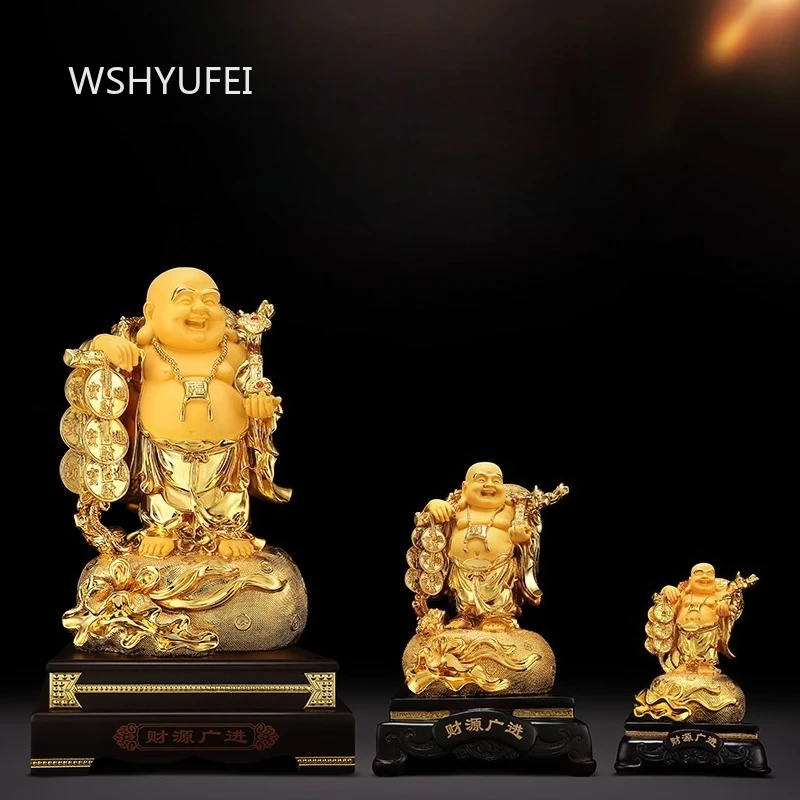 Maitreya Buddha Ornament Big Belly, Happy Smile Buddha Statue Office Living Room Wealth Attracting Craft Gifts Home Decoration