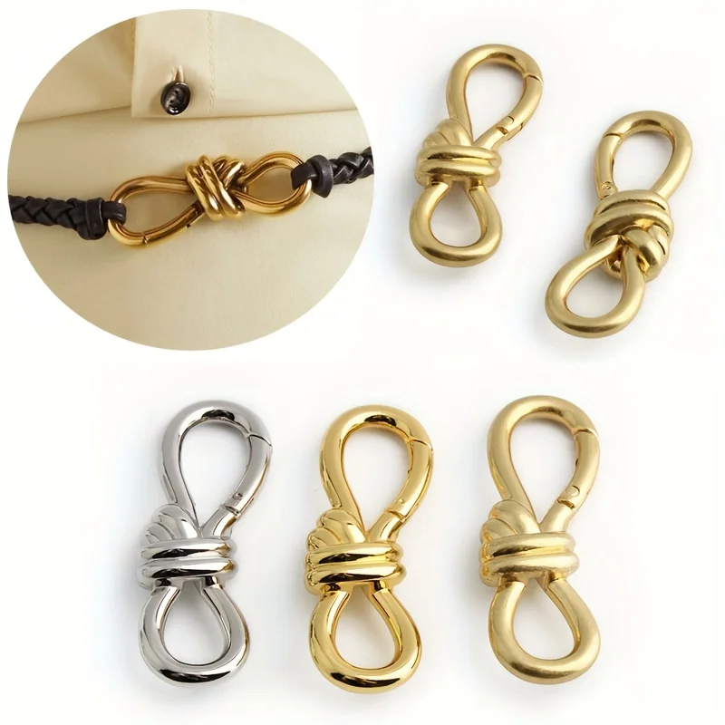 2PCS Women\'s Tote Bag Metal Twist Knot Spring Ring Lobster Buckle Shoulder Bag Shoes Clothes Knot Decoration Keychain