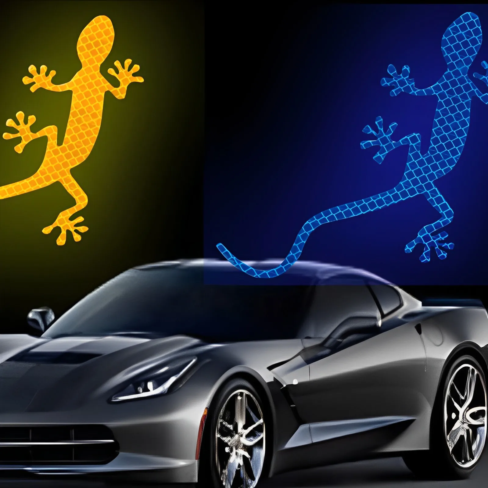 Gecko Reflective Safety Mark Cars Sticker PVC 3D Animal Decals Mark Night Driving Warning Strip Light Reflect Window Sticker