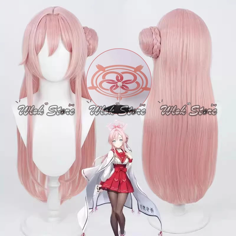 Синий архив Mimori Mizuha, парик с ореолом для косплея, термостойкие синтетические розовые длинные волосы для женщин и девочек, реквизит для ролевых игр на Хэллоуин