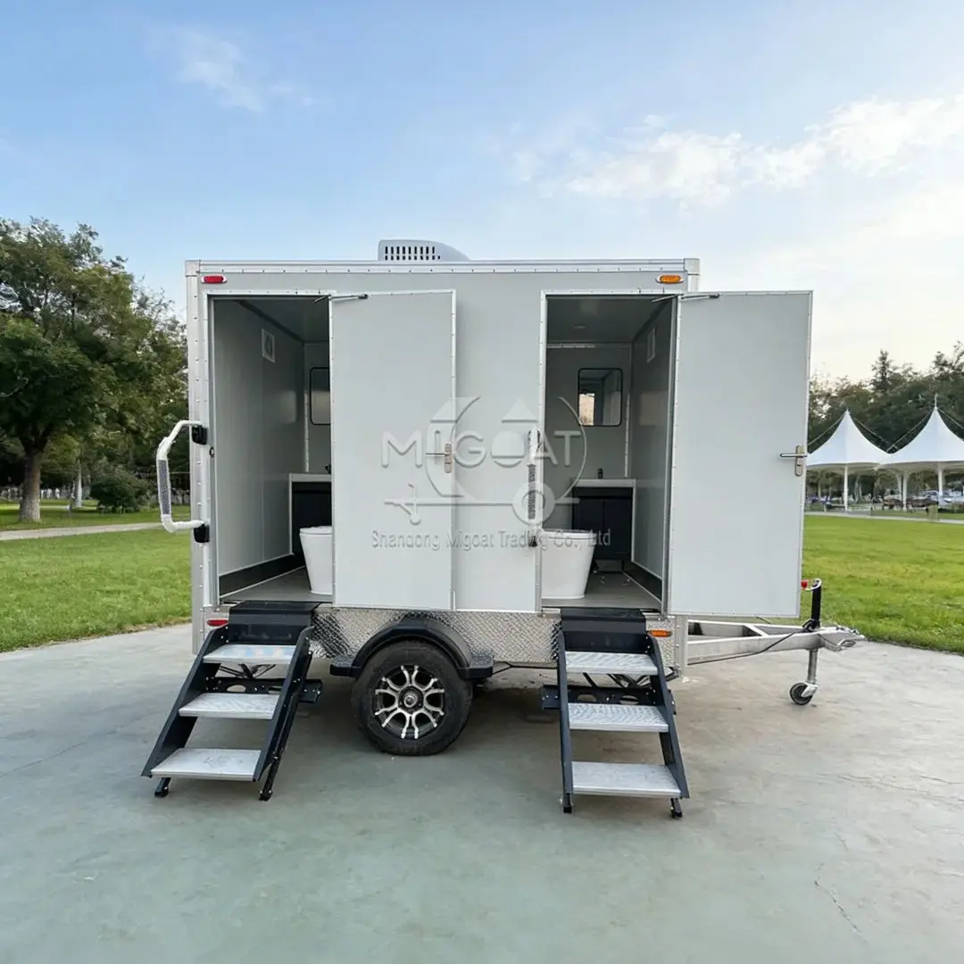 

Luxury Portable Toilet Trailer Separate Stalls Sink for Camping Weddings Temporary High-End Sanitation Facilities