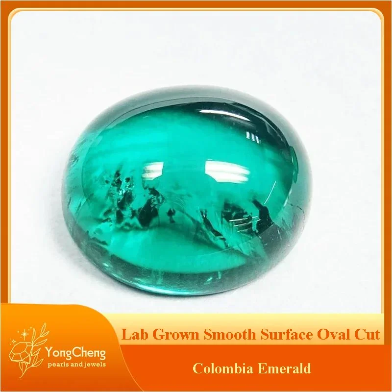 

Lab Grown Smooth Surface Colombian Emerald Oval Cut Charms Gemstone DIY Ring Necklace Earrings Main Materials AGL Certificate