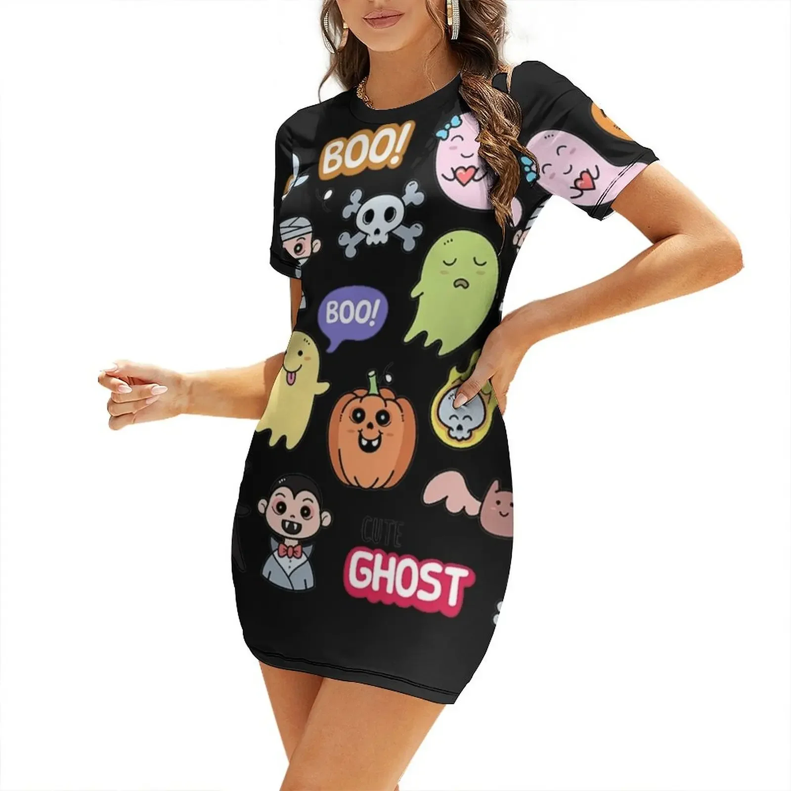 

Boo Ghost Cute Short-Sleeved Dress bandage dress cocktail dresses chic and elegant evening dress
