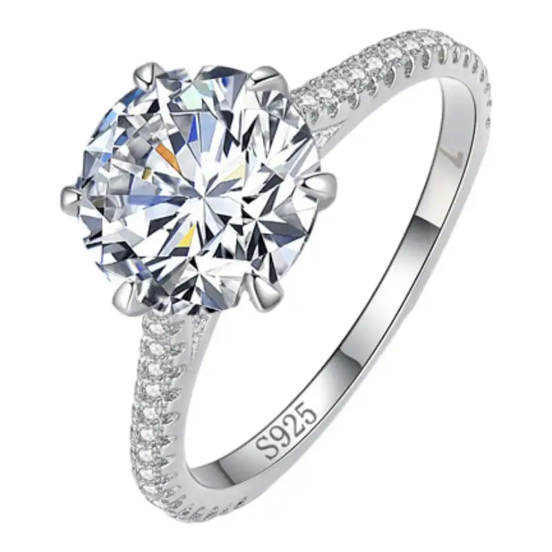 

S925 Women's Luxury Wedding Platinum-Plated Sterling Silver Ring With 2 Carat Diamond