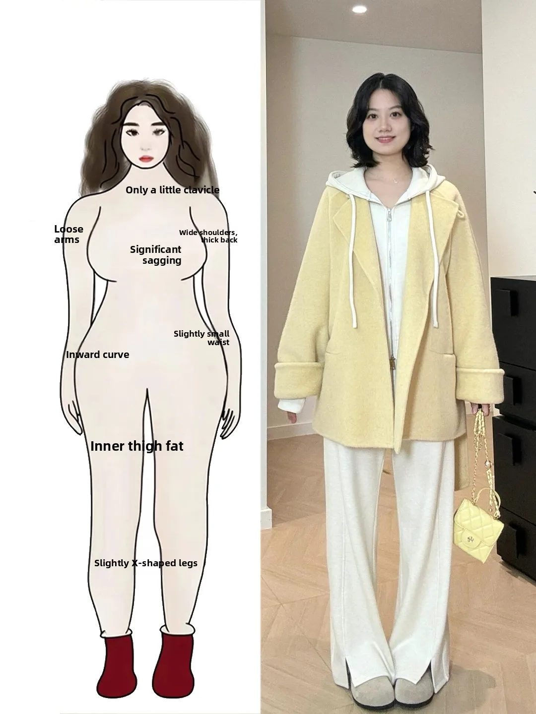 

Winter Faion plus Size Women's Yellow Woolen Coat Hoodie Casual Pants Set Anti-Aging Ensemble Tee-Piece Set Zipper Closure