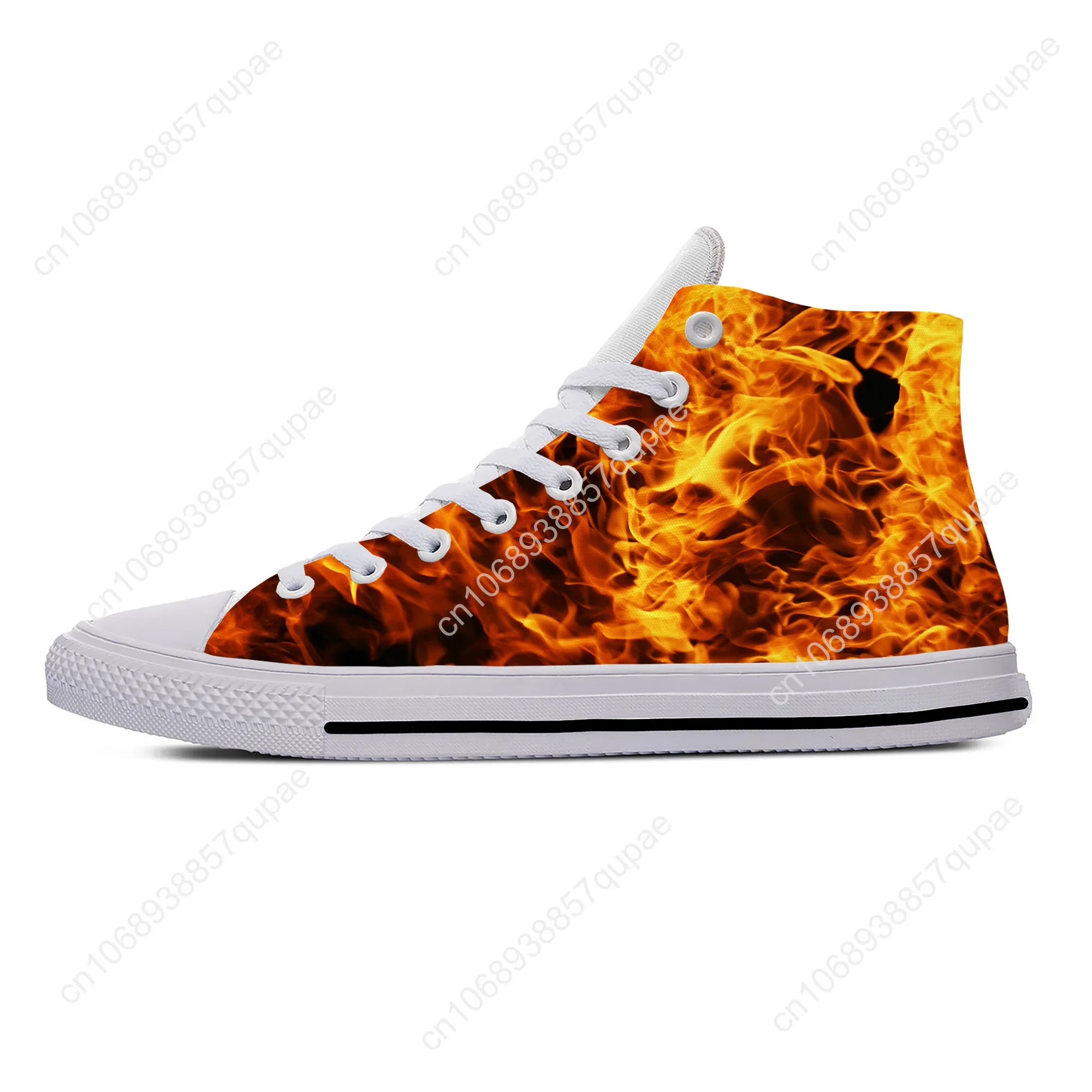 Anime Cartoon Comic Flaming Flame Fire Pattern Casual Cloth Shoes High Top Lightweight Breathable 3D Print Men Women Sneakers - view 4