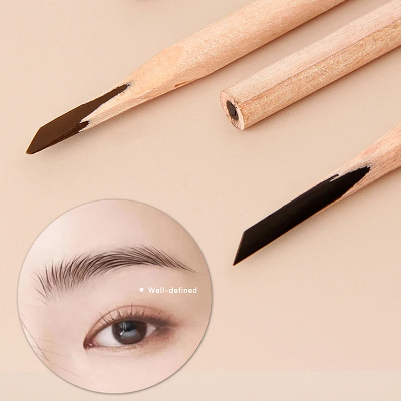 Wooden Hard Core Waterproof Anti-Sweat Tattoo Eyebrow Positioning Pen Makeup Tools Long Lasting Black Eyebrow Pencil