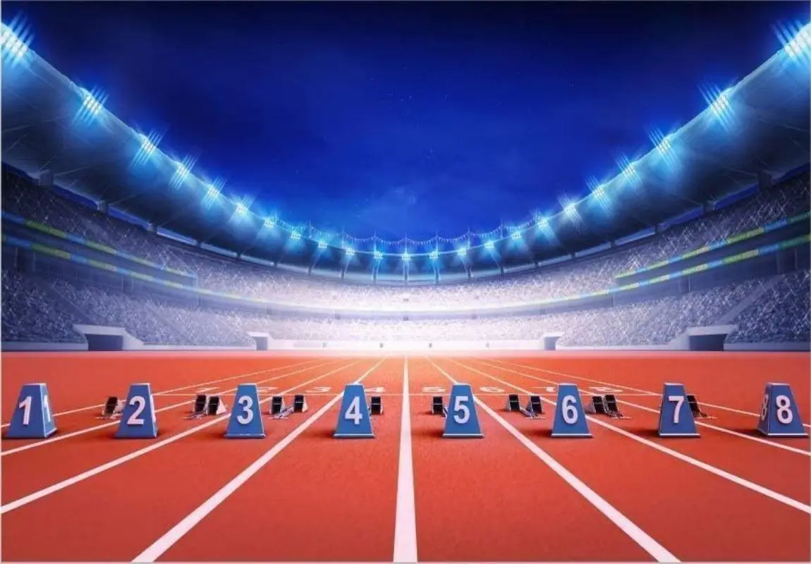 Athletics Sport Photography Backdrops Stadium Race Track Background Boy Kids Birthday Party Photographic Banner Decoration Prop