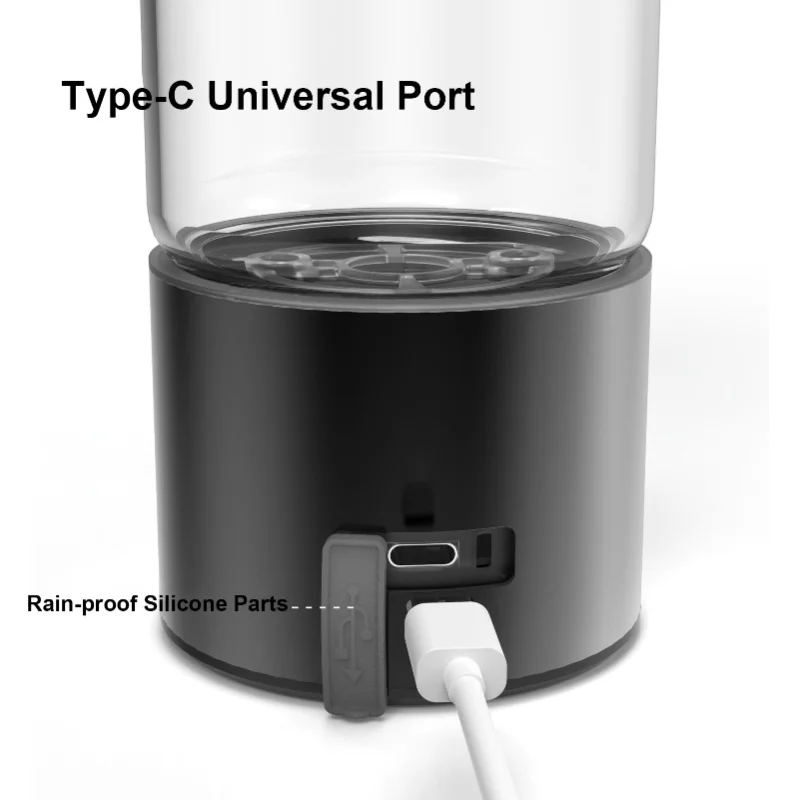 Portable Hydrogen Water Bottle 460ML SPE PEM Technology For Boosting Metabolism And Immunity USB Rechargeable Black