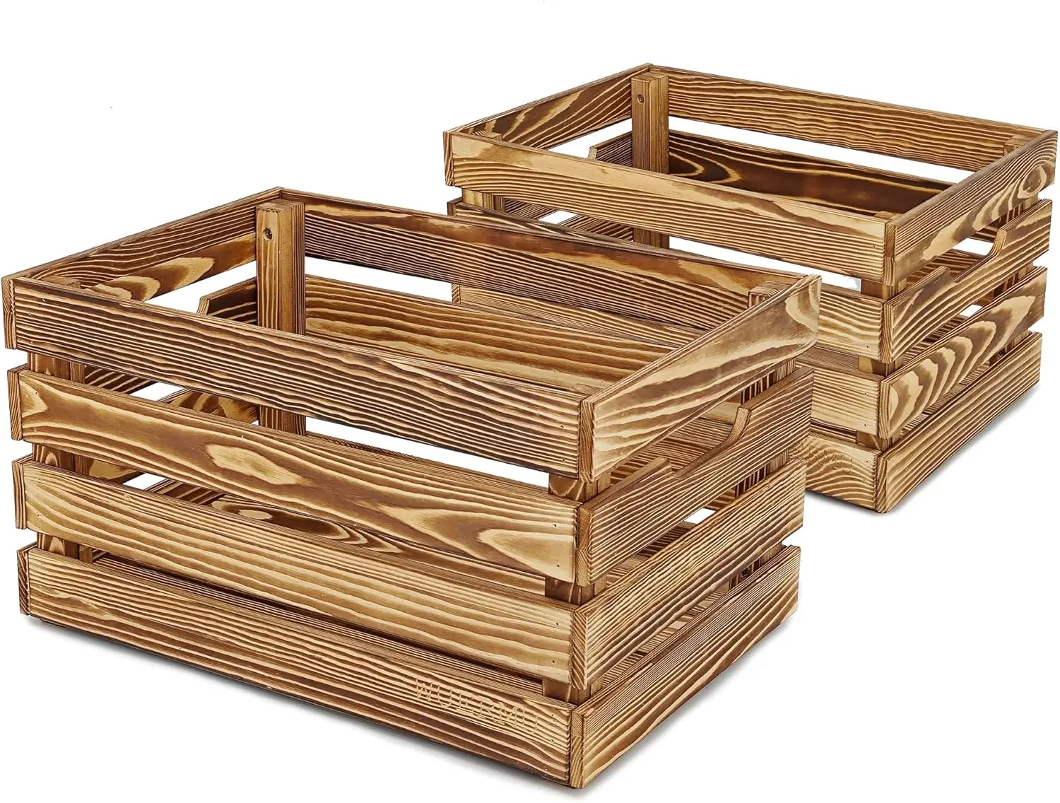 

Прочные коричневые деревянные ящики, набор из 2 штук для хранения, декора, кемпинга - длина 17,7 дюймов