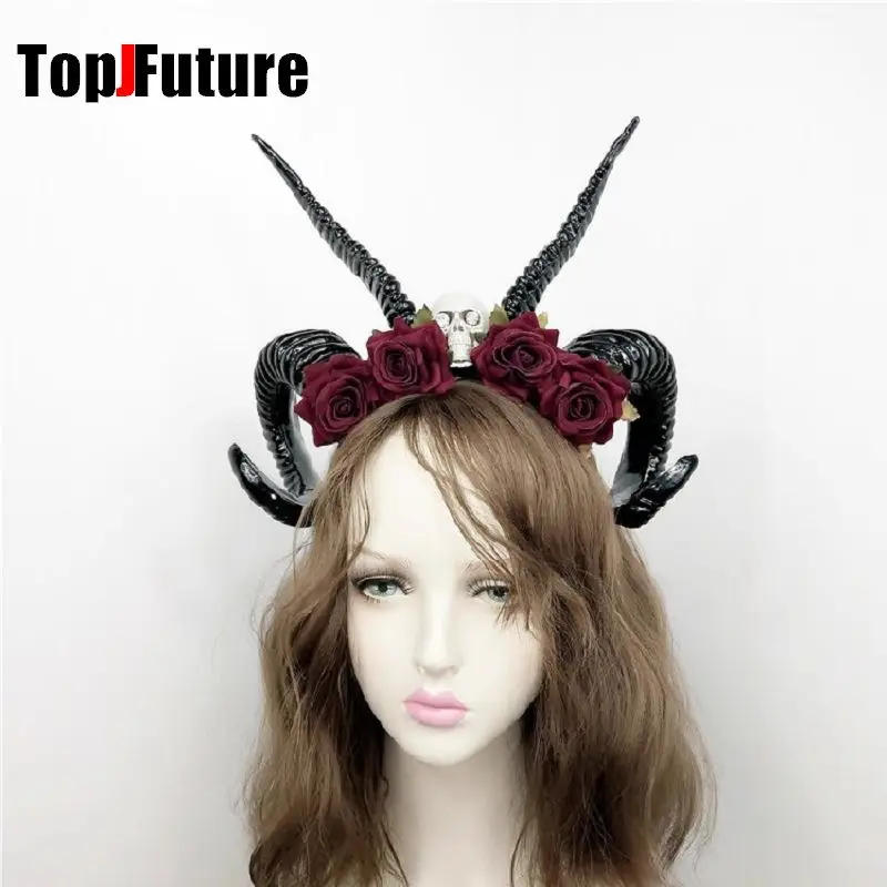 

Хэллоуин Темная Ведьма Готическая Лолита Овечий Рог COS Обруч Для Волос Рог Демона Повязка Для Волос Субкультура Y2K Индивидуальные Аксессуары Для Волос