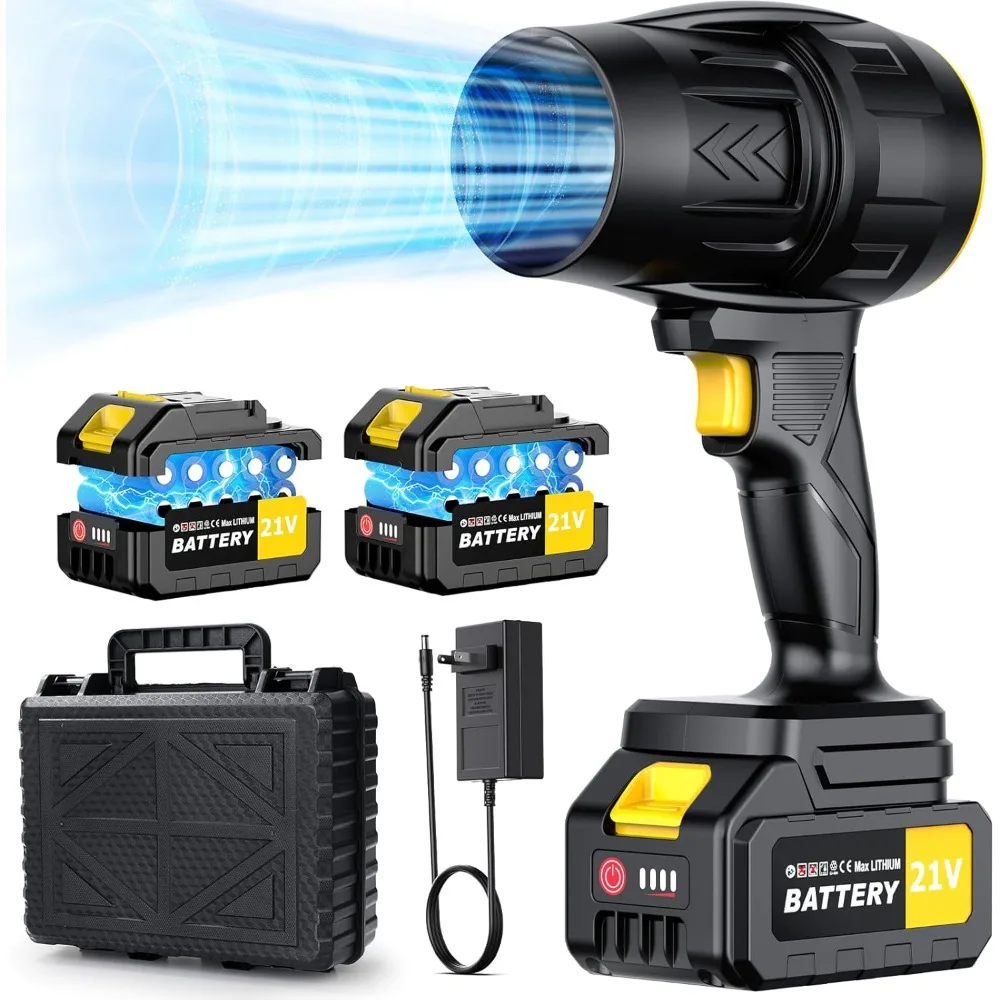 

Беспроводная воздуходувка для листьев с аккумуляторами 21 В, 2*3000 мАч и зарядным устройством, портативная воздуходувка для листьев с питанием от 400 000 об/мин