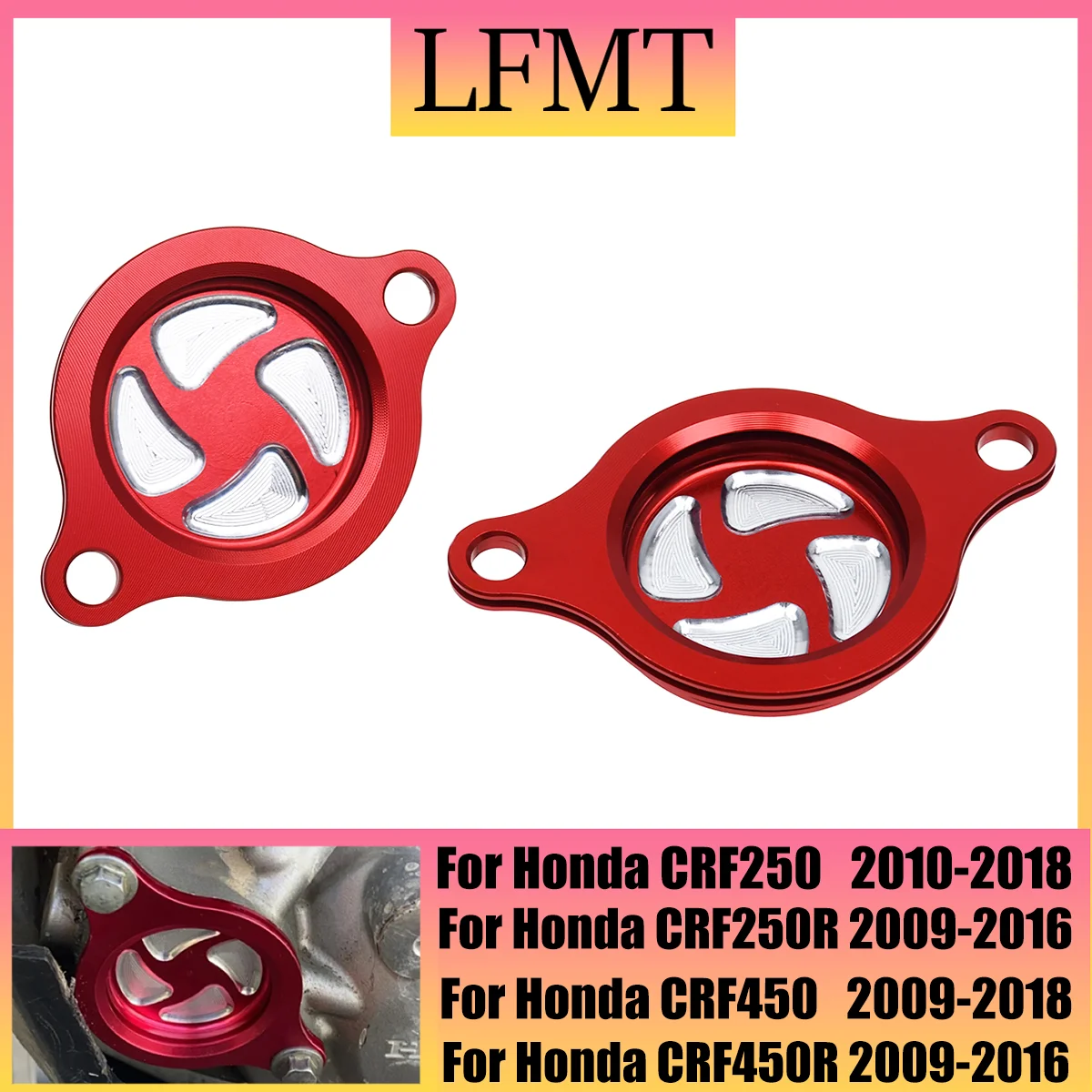 Motorcycle CNC Oil Filter Cap Cover For HONDA CRF450R 2002 2003 2004 2005 2006 2007 2008  CRF450X 2005-2017 CRF 450 450R 450X