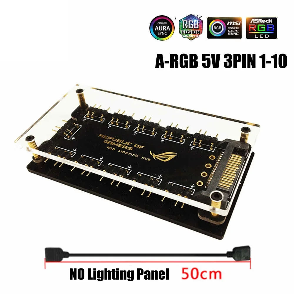 5V Hub MOD Computer Lighting 1in10 SATA Power Interface 5V3PIN ARGB/12V4PIN RGB Multi Interface Hub