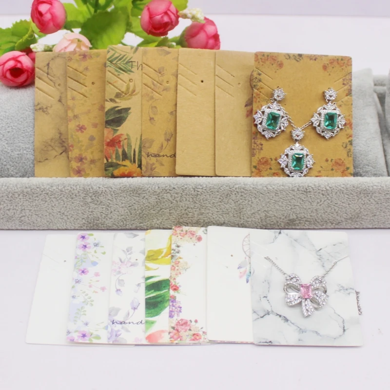 50/100 pcs 5.1X6.3cm white/kraft paper multiple earring necklace display card