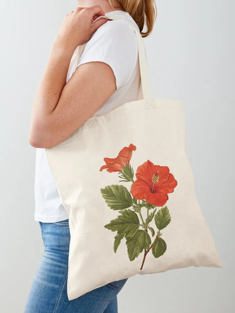 

Hibiscus flower Antique Botanical Illustration Tote Bag Gift bags Big bag female bag sac pour femme