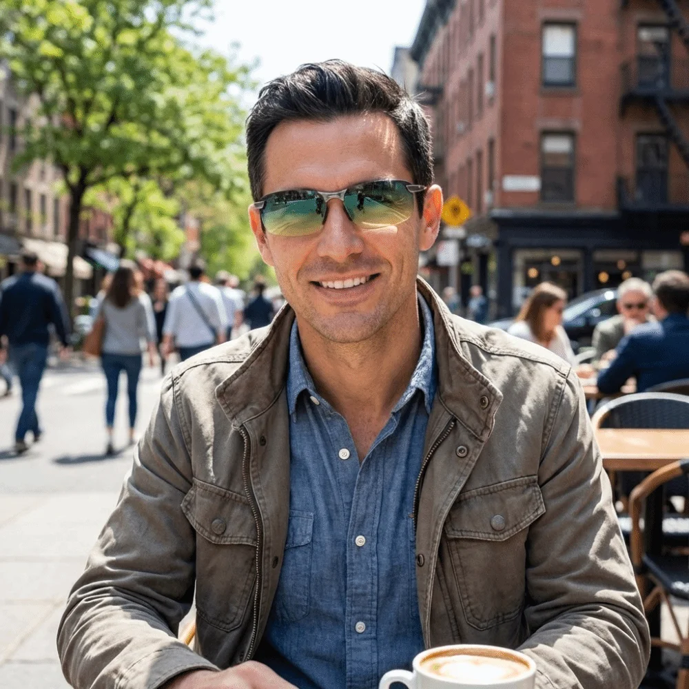 

Fashion Change Color Photochromic Sunglasses Day Night Vision Half Frame Dimming Glasses Alloy Metal Frame Eyewear Night Use