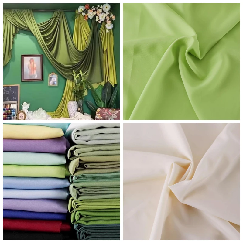 نسيج بطانة مرنة بأربعة جوانب ناعم بالمتر للملابس وسترة وتنورة وستارة مصنوعة يدويًا من القماش العادي باللون الأخضر والأزرق