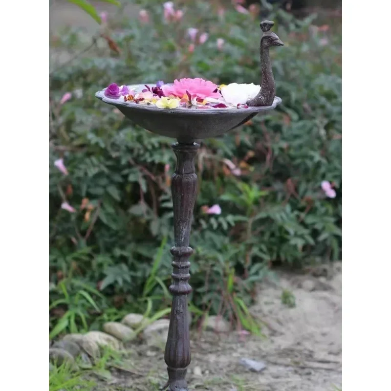 American garden wrought iron peacock open screen flower pot bird feeder feeder villa courtyard ornament flower stand decoration