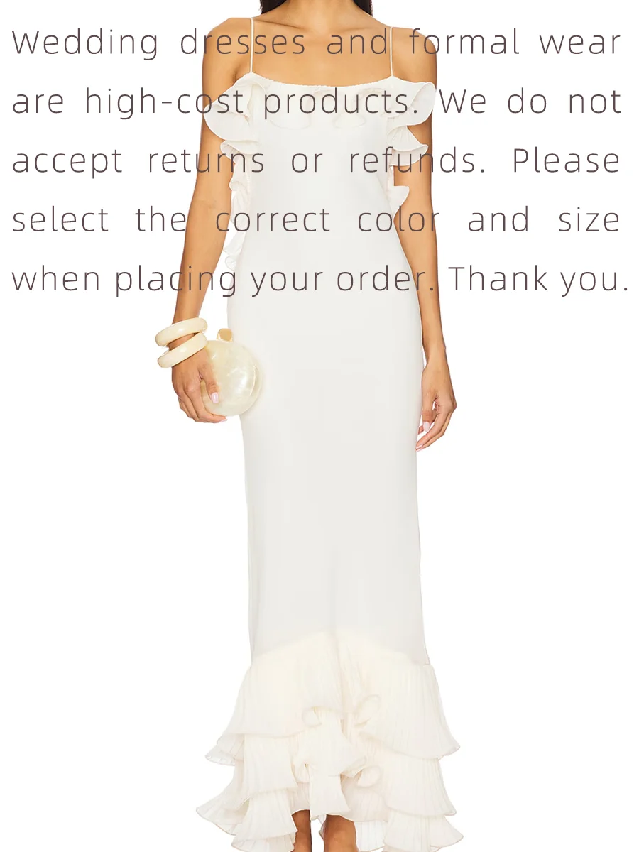 クラシックなスパゲッティストラップフリルバックレスストレートフォーマルイブニングドレス誕生日パーティープロムドレスカスタマイズ