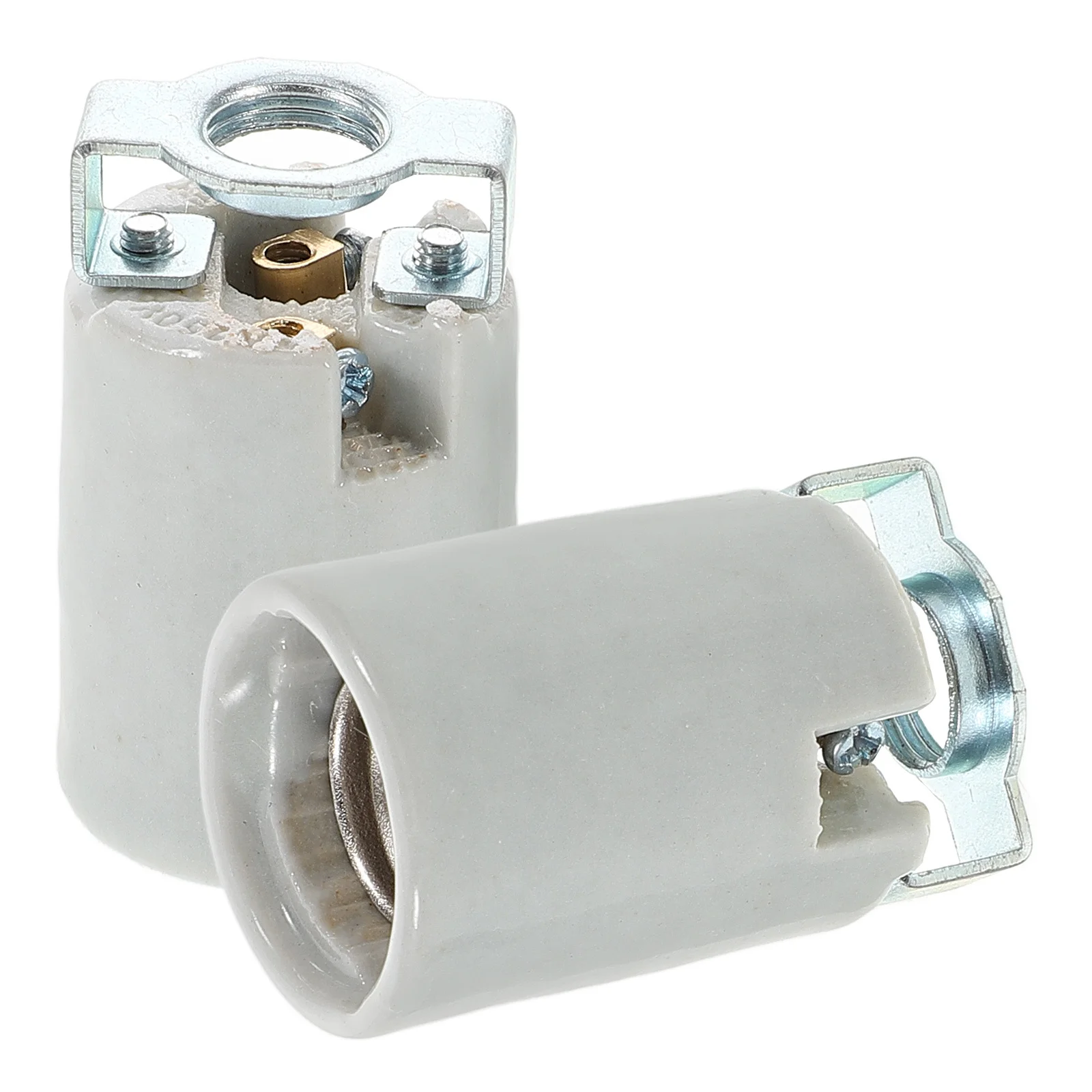 

2Pcs Ceramic Lamp Holder E14 Screw in Light Socket High Temperature Resistant Porcelain Base Socket for Ceiling Light Fixture