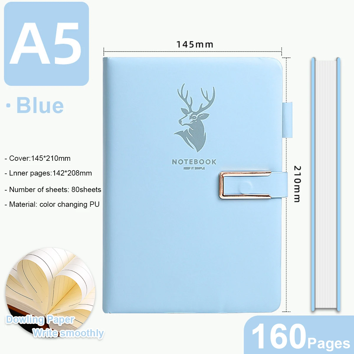 A5 Retro Notebook Soft Leather Cover 160/360 Pages Agenda for Students Business Office School Stationery Supplies