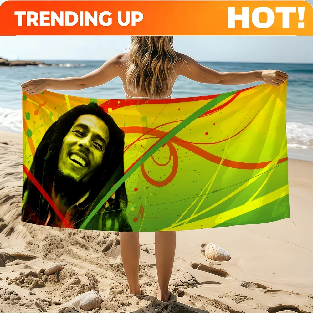 Custom Reggae B-Bob Marley Towel Beach Towel Oversized Quick Dry Towel Absorbent Soft Swim BeachTowels For Men Women