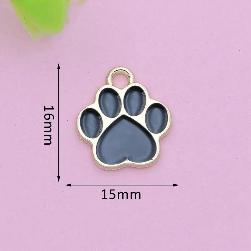 10Pcs Gold Plated Pink Enamel Dog Paw Footprint Charm for Jewelry Making - Image 2