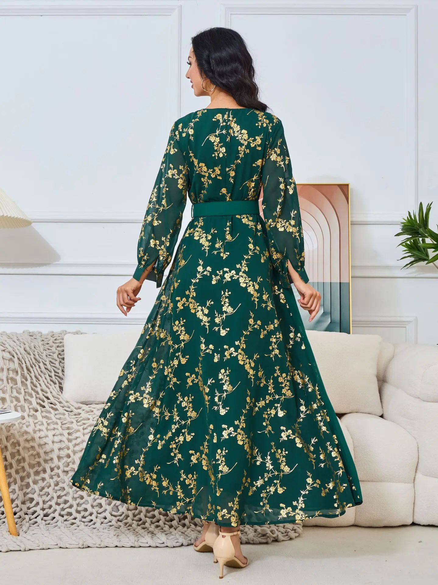 Vestido musulmán estampado de moda para mujer, vestido de noche ligero de lujo, elegante Abayas árabes de Dubái, caftán femenino, ropa islámica de Turquía