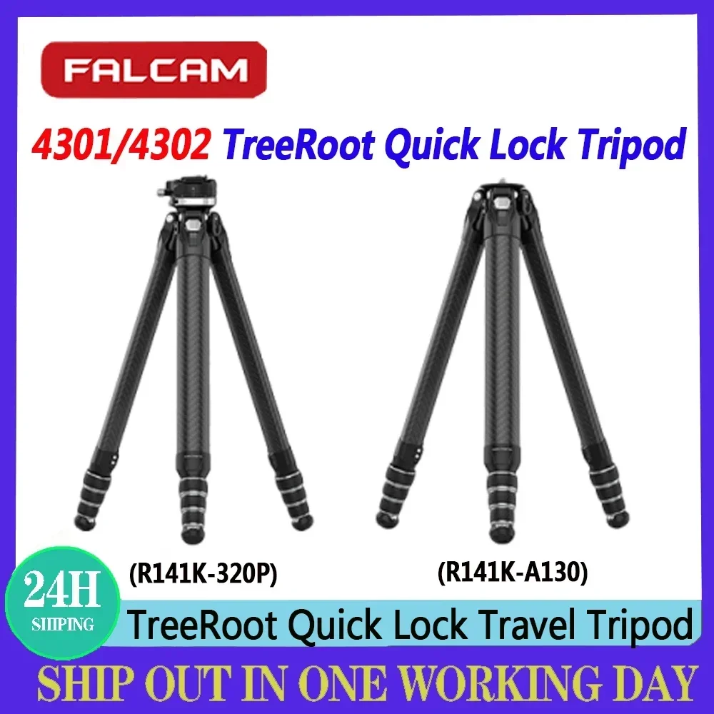 FALCAM 4301 R141K-320P/T00A4302 R141K-A130 TreeRoot Quickloc ترايبود ألياف الكربون المحمولة المهنية التصوير كاميرا ترايبود