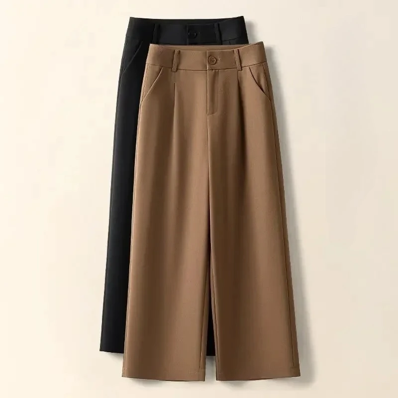 

Высококачественные широкие брюки для женщин, весенне-летние новые свободные утягивающие повседневные женские брюки цвета хаки в западном стиле XQ887