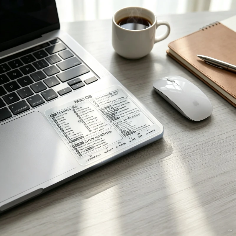 Shortcut Stickers for MacBook Pro/Air Keyboard - Clear/Black, Fits 13-16