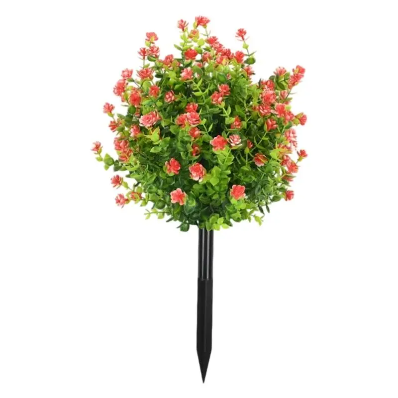 

E8BD Artificial Eucalyptuses Leaves With Ground Stake Realistic Faux Greenery For Garden Indoor Outdoor Decoration