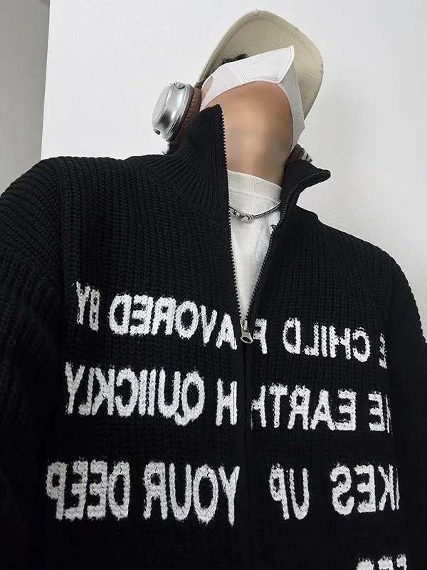 

American Sle Heavyweight Knitted Open Cardigan Loose Thiened Men's Sweater Jaet Autumn Winter Casual Faion Polyester ...