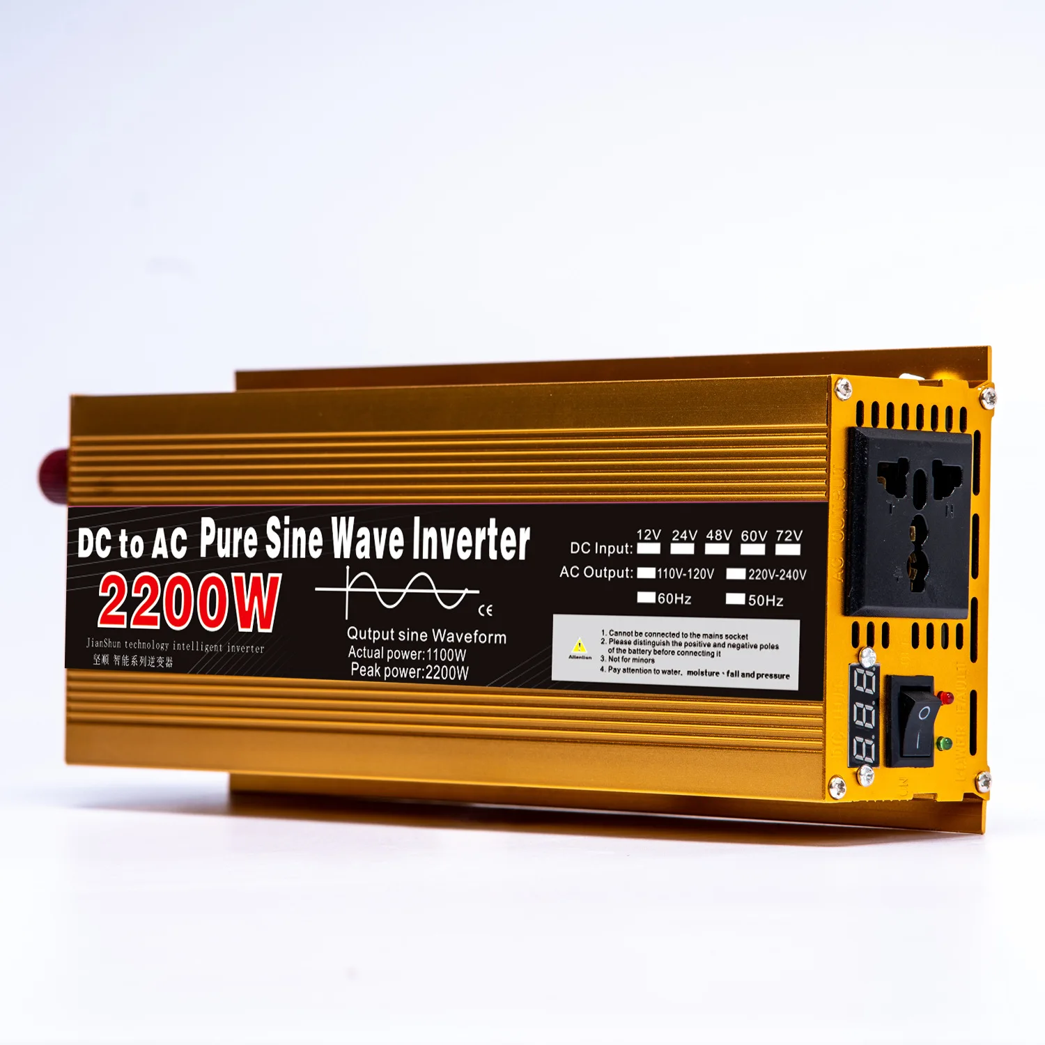 1600/2200/3000W Car Inverter DC 12v To AC 220V Portable Power Supply Converter Multiple Protection Dual USB Inverter