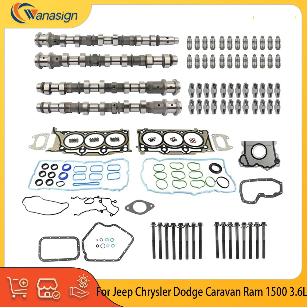 Engine Parts Camshaft Full Gasket Set Vlave Lifter Rocker Arm Fit 3.6 L V6 Gas For 11-15 Jeep Chrysler Dodge Caravan 1500 3.6L